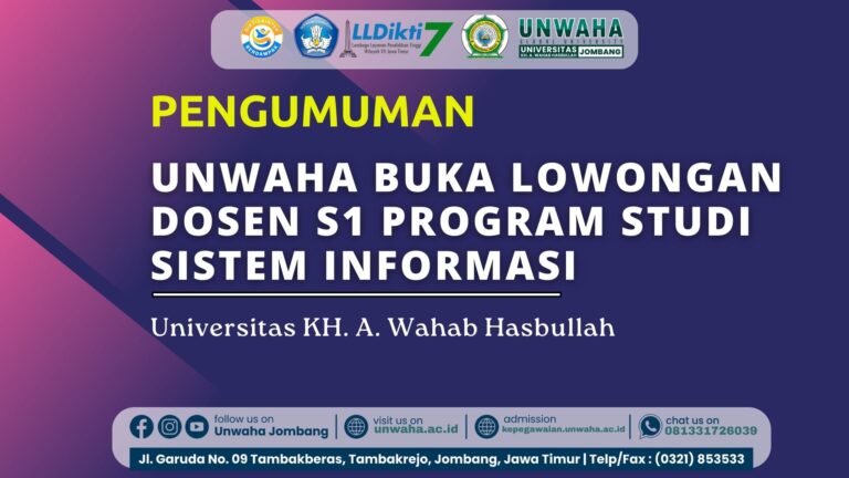 UNWAHA Buka Lowongan Dosen S1 Program Studi Sistem Informasi