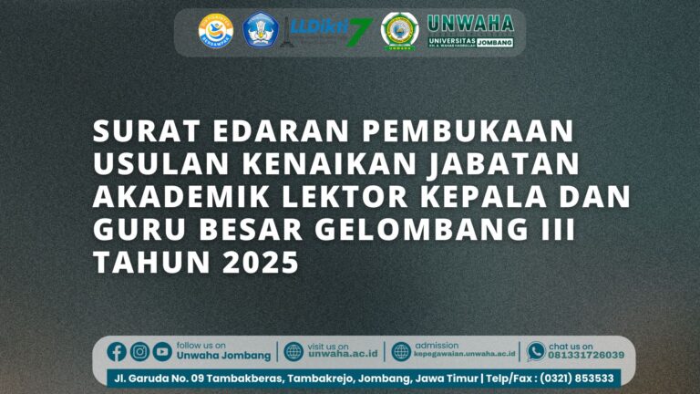 Surat Edaran Pembukaan Usulan Kenaikan Jabatan Akademik Lektor Kepala dan Guru Besar Gelombang III Tahun 2025