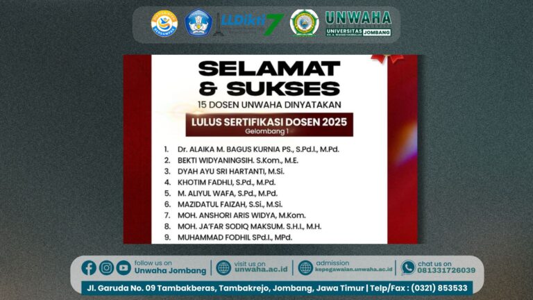 15 Dosen UNWAHA Lulus Sertifikasi Dosen 2025 Gelombang 1