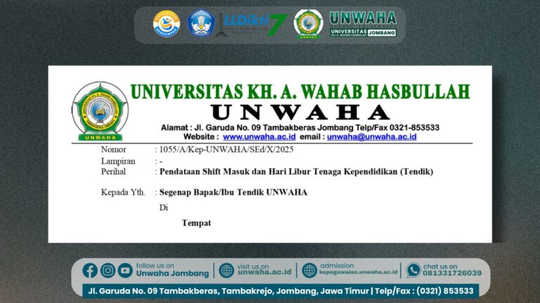 EDARAN Pendataan Shift Masuk dan Hari Libur Tenaga Kependidikan